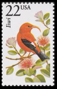 US 2311 North American Wildlife Iiwi 22c single MNH 1987