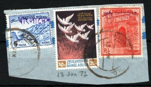 PAKISTAN BANGLADESH OVERPRINTS Piece *13 June 1972* Used {samwells-covers}SS144