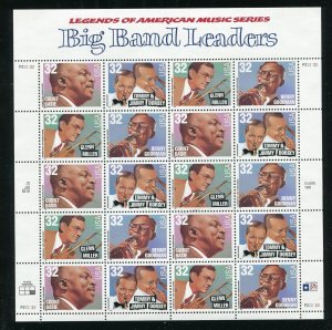 3096 - 3099 Big Band Leaders Sheet of 0 32¢ stamps MNH 1996