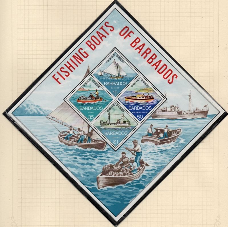 Barbados Sc 395a 1974 Fishing Boats stamp sheet mint NH