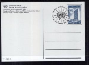 UN New York UX19 Postal Card U/A FDC VF