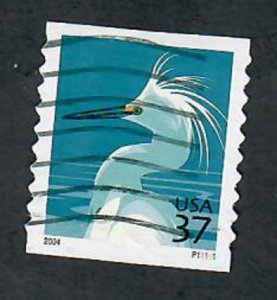 US #3829A Snowy Egret Used PNC Single plate #P11111