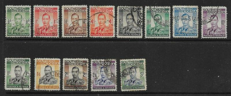 SOUTHERN RHODESIA SG40/52 1937 DEFINITIVE SET USED 