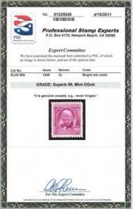 960 Superb never hinged with PSE graded \98\ - nice color...