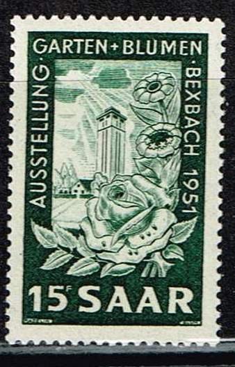 Saar 1951,Sc.#229 MNH Bexbach tower, flowers