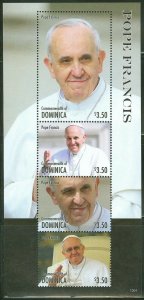 DOMINICA 2013 POPE FRANCIS  SHEET OF FOUR  MINT NH 