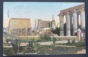 1908 Port Said Egypt French PO Postcard Cover To Plymouth England Luxor Temple