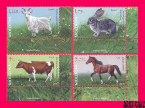 MOLDOVA 2019 Nature Fauna Farm Domestic Animals Goat Rabbit Cow Horse 4v MNH