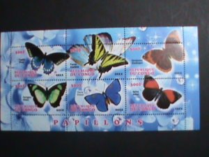 CONGO STAMP-2012-COLORFUL BEAUTIFUL LOVELY BUTTERFLY MNH MINI SHEET-VF