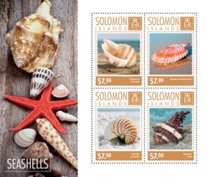 SOLOMON ISLANDS 2014 SHEET SEASHELLS SHELLS MARINE LIFE slm14619a