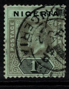NIGERIA SG8e 1917 1/= BLACK/EMERALD(PALE OLIVE BACK) FINE USED