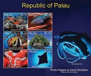 Palau 2013 - Marine Life of Palau Fish - Sheet of 6 Stamps - Scott #1167 - MNH