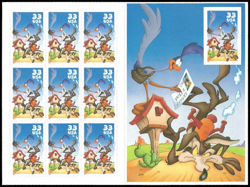 PCBstamps   US #3391 Pane $3.30(10x33c)Road Runner/Wile Coyote, MNH, (6)