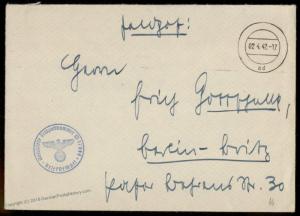 German 1942 WWII UBoot U-513 Type IXC Submarine Feldpost Brazil Lorient Fr 78068