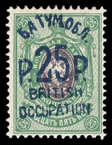 Batum 1920 25r on 25k deep violet & light green (blue surch) VFM. SG 32a. Sc 40.