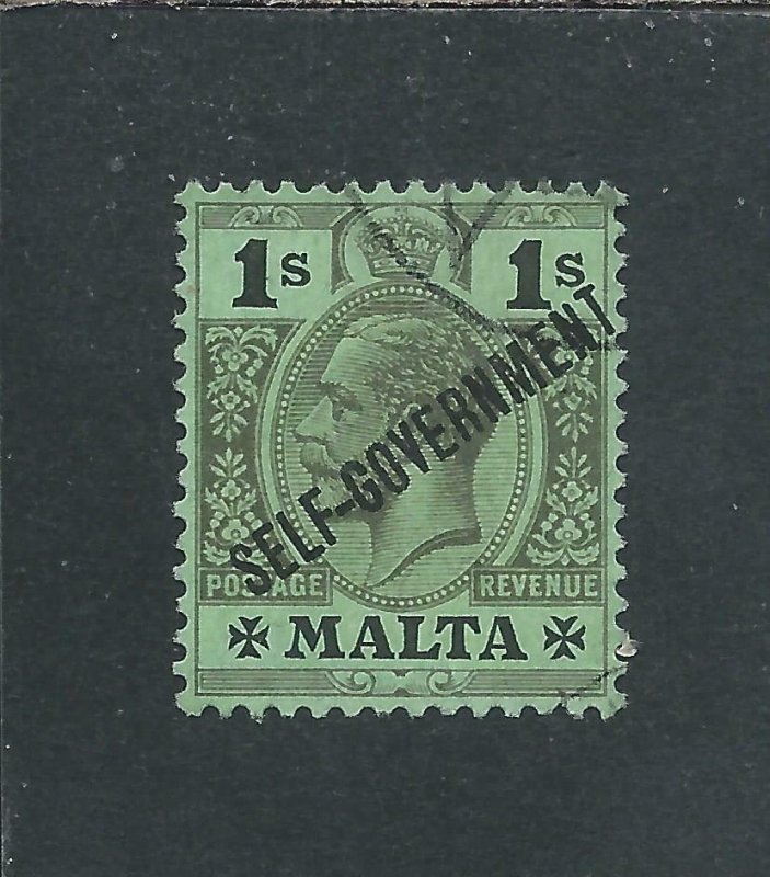 MALTA 1922 1s BLACK/EMERALD FU SG 110 CAT £30