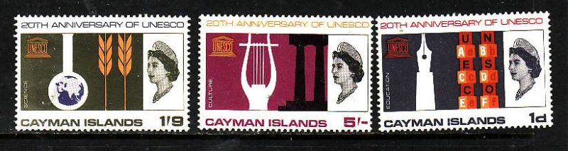 Cayman Is.-Sc#186-8- id2-unused NH set-QEII-UNESCO-Omnibus-1966-