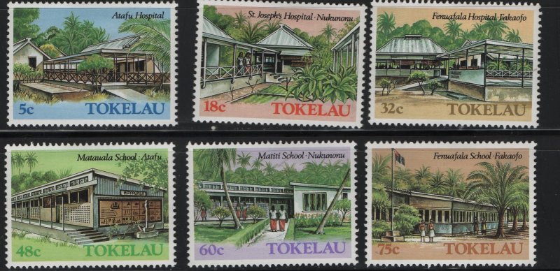 Tokelau  126-131 (6) SET, HINGED, 1986 Hospitals and schools