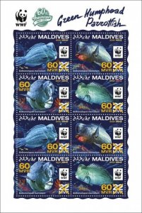 Maldives - 2021 WWF 60th Anniversary - 8 Stamp Sheet - MLD210117c2