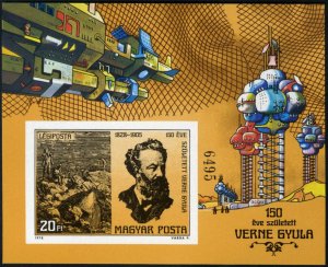 Hungary #C408 Cat$25, 1978 Jules Verne, imperf. souvenir sheet, never hinged,...