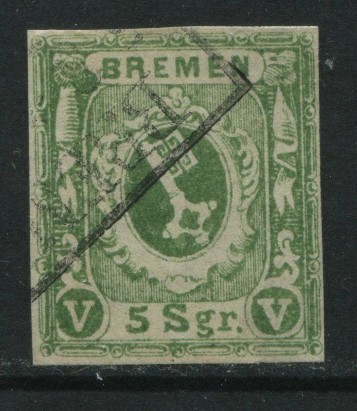 Bremen 1859 5 sgr green used