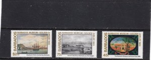 BARBADOS 1983 PAINTINGS SET OF 3 STAMPS MNH