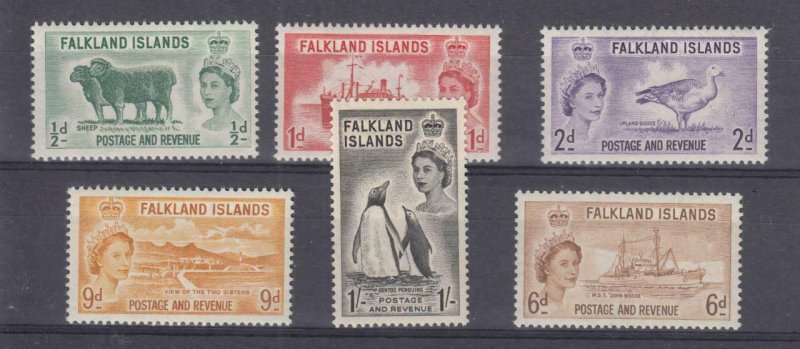 FALKLAND ISLANDS bc44  # 122-127 VF-MNH QE11 ISSUES TO 1sh CAT VALUE $32.50