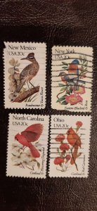 US Scott # 1983-1985, 1987; Four used State Birds/Flowers, 1982; VF; off paper