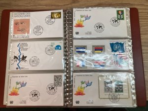 KAPPYSTAMPS UNITED NATIONS 1980/83 FIRST DAY COVERS 65 DIFFERENT IN ALBUM  A380