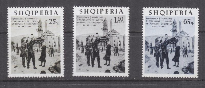 ALBANIA, 1965 War Veterans Conference set of 3, lhm.