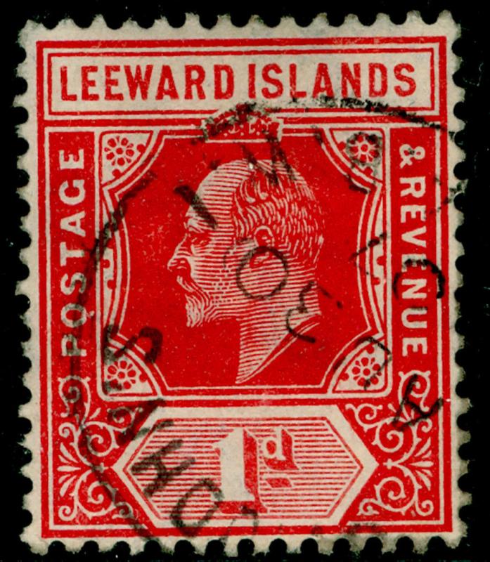 LEEWARD ISLANDS SG38, 1d bright red, FINE used.