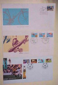 AUSTRALIA  FDC SOCCER 1991 BICYLING 1990 SKATING   CACHET UNADDRESSED