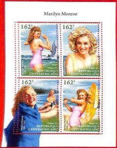 A1621  CENTRAL AFRICAN R - ERROR: MISSPERF S/S -2018 M. Monroe, Cinema, Dolphin