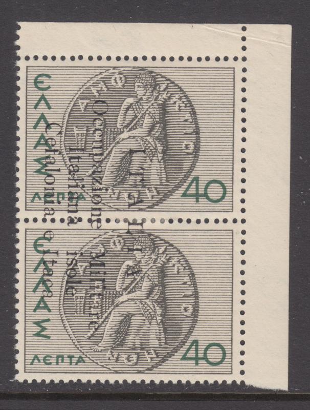 Ionian Islands Sc N4 MLH 1941 40l vert pair with Italian Occupation overprint