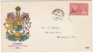 CANADA #237 FIRST DAY COVER CORONATION COVER, CORONATION, ALBERTA CANCEL