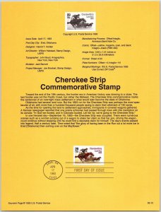 USPS SOUVENIR PAGE THE CHEROKEEE STRIP AMERICAN FRONTIER ERA 1993