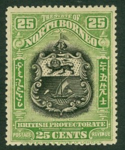 SG 178d North Borneo 1911. 25c black & blue-green. Mounted mint CAT £60