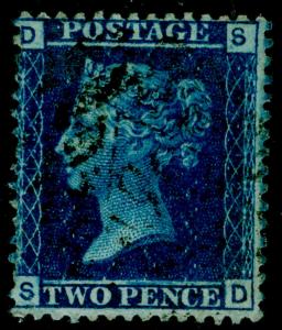 SG45, 2d blue PLATE 12, FINE USED. Cat £140. SD