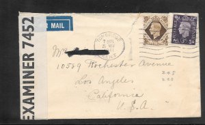 Great Britain #243 on TONBRIDGE KENT MAY/26/1941 Censored Air mail (A1241)