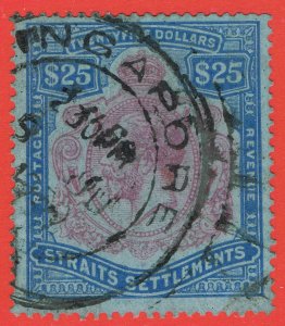 [mag339] MALAYSIA 1912 SG#213 used $25 wmk Mult Crown CA cv:£650