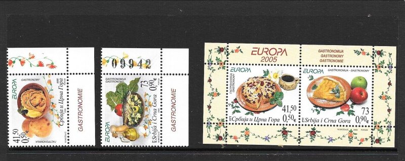 SERBIA Sc 296-8 NH SET+S/S of 2005 - EUROPA CEPT 