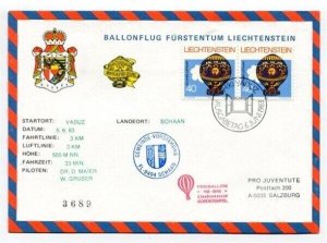 D44390 Hot Air Balloon HB-BAE Cover Liechtenstein 1983