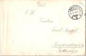 Germany Soldier's Free Mail 1916 Bautzen Feldpost to Neugersdorf.  EUROPEAN SIZE