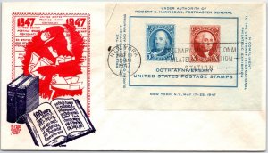 U.S. EVENT COVER CENTENARY OF THE POSTAGE STAMP ON BI-COLOR CRAFT CACHET 1947 B