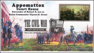 AO-4981-2, 2015, Appomattox Court House, FDC, Add-on Cachet, Pictorial Postmark,