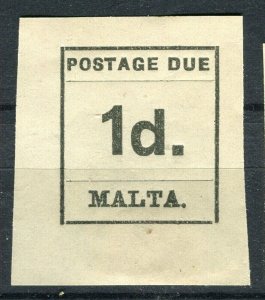 MALTA; 1925 early Postage Due issue Imperf Mint hinged 1d. value