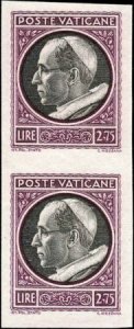 Vatican 72 - 76 Error Pairs VF Imperf Proofs, No Gum as Issued