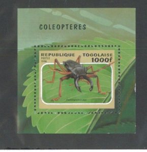 TOGO SOUVENIR SHEET Sc# 1712 MNH - Stag Beetle on Leaf - FOS156