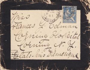 France Sc 119 on 1901 Mourning Cover to Corning, NY