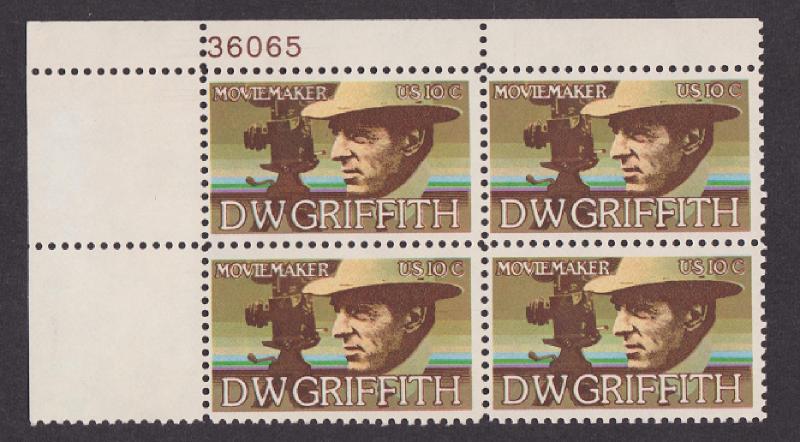 1555 D.W. Griffith MNH Plate Block UL